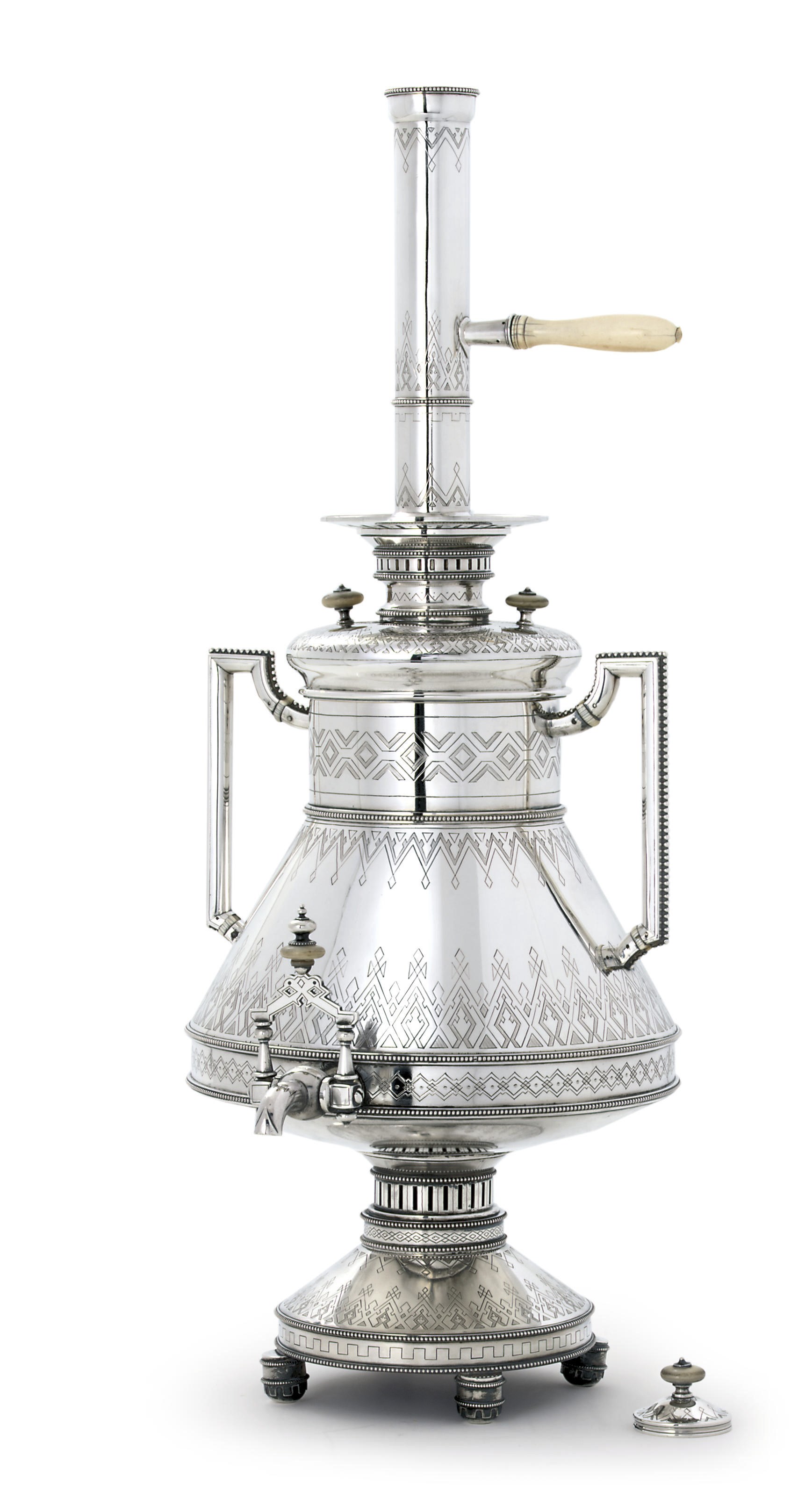 A large silver samovar