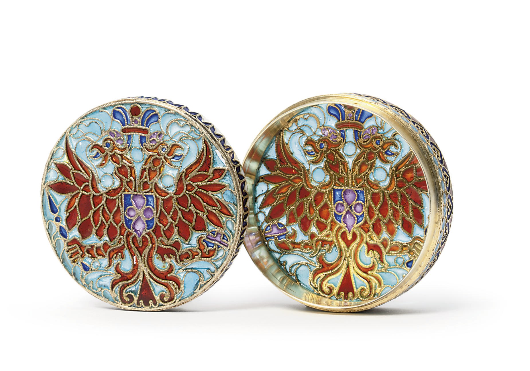 A silver-gilt and plique à jour enamelled box