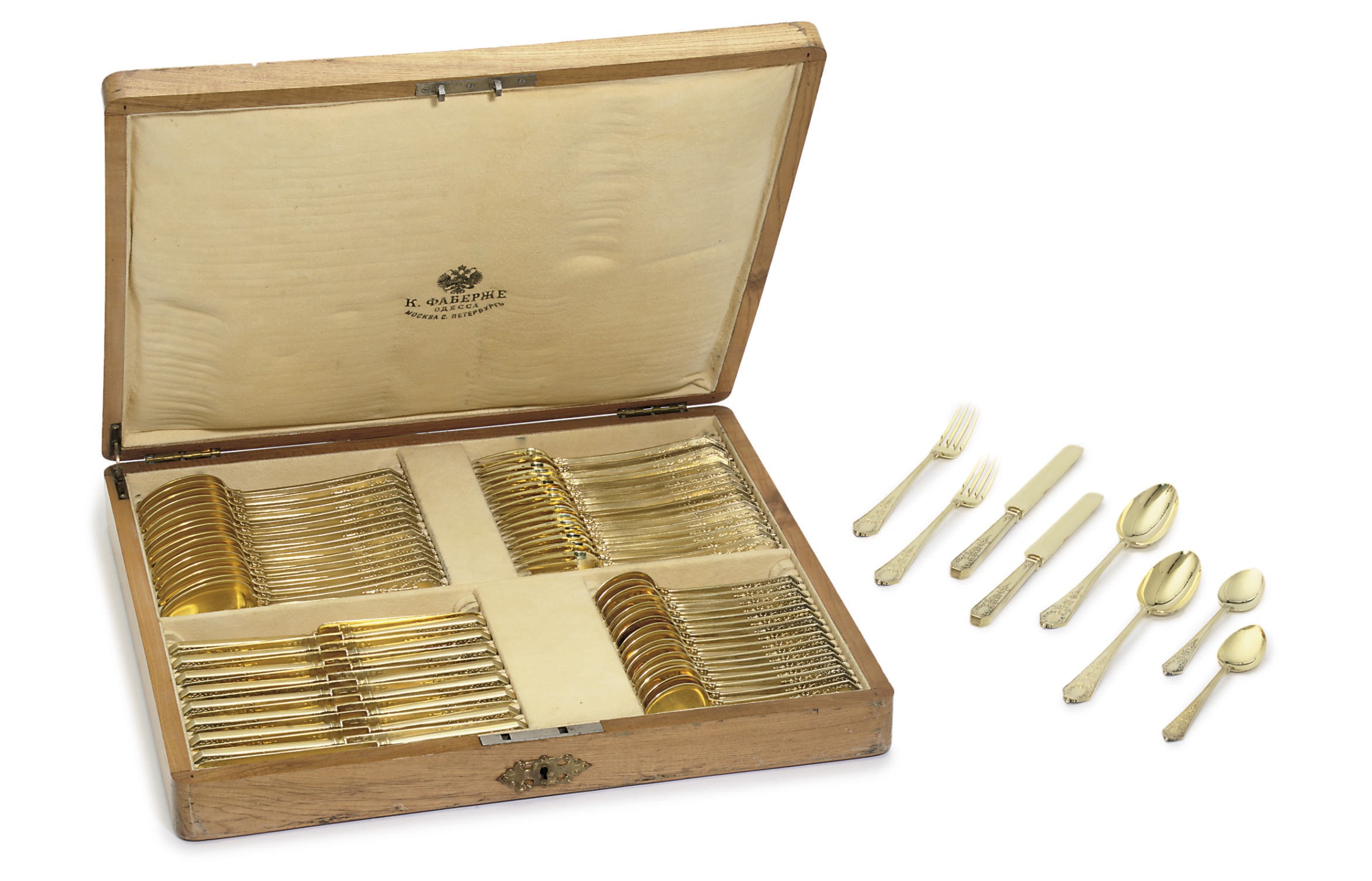 A silver-gilt dessert service
