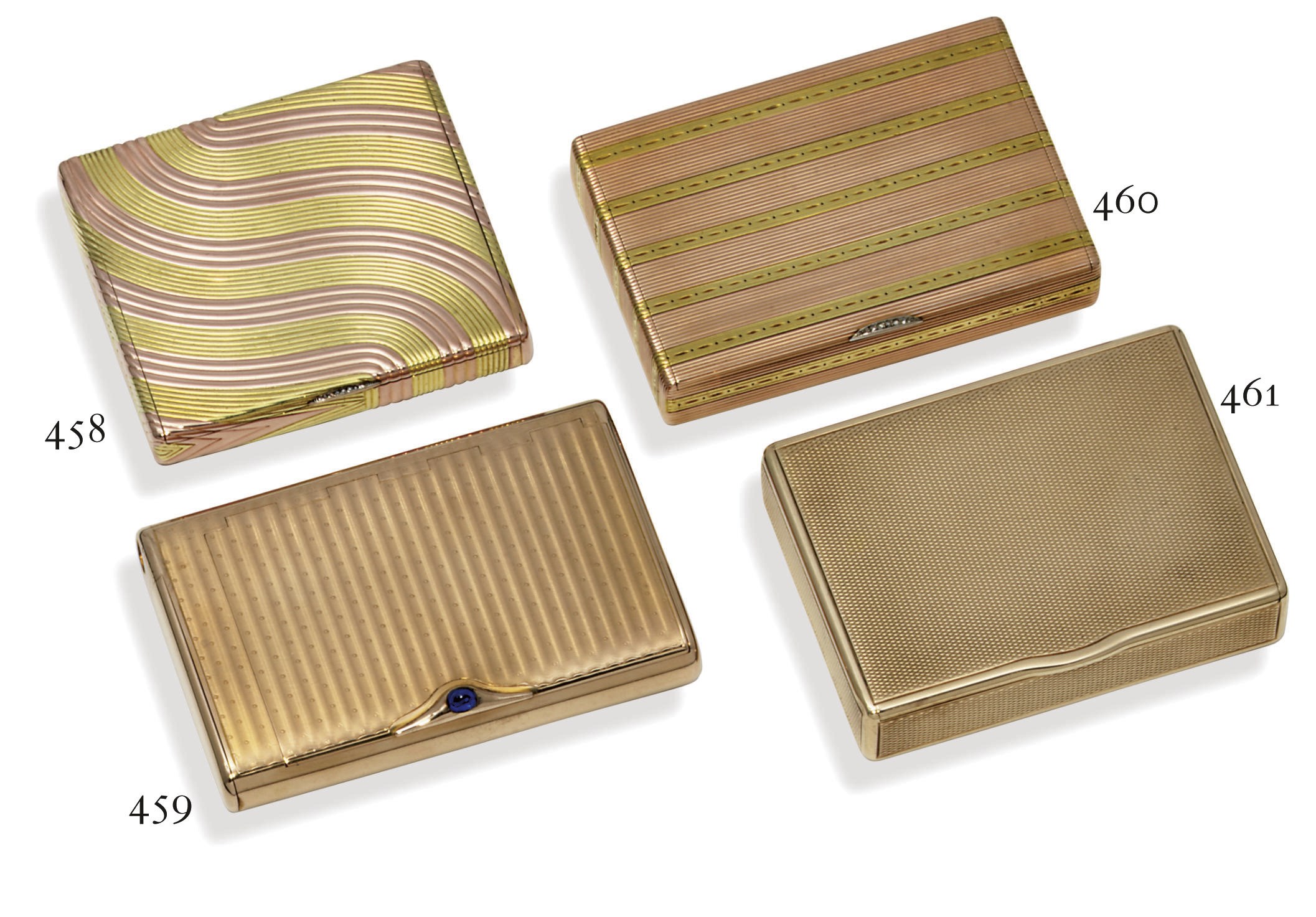 A jewelled two-colour gold cigarette-case
