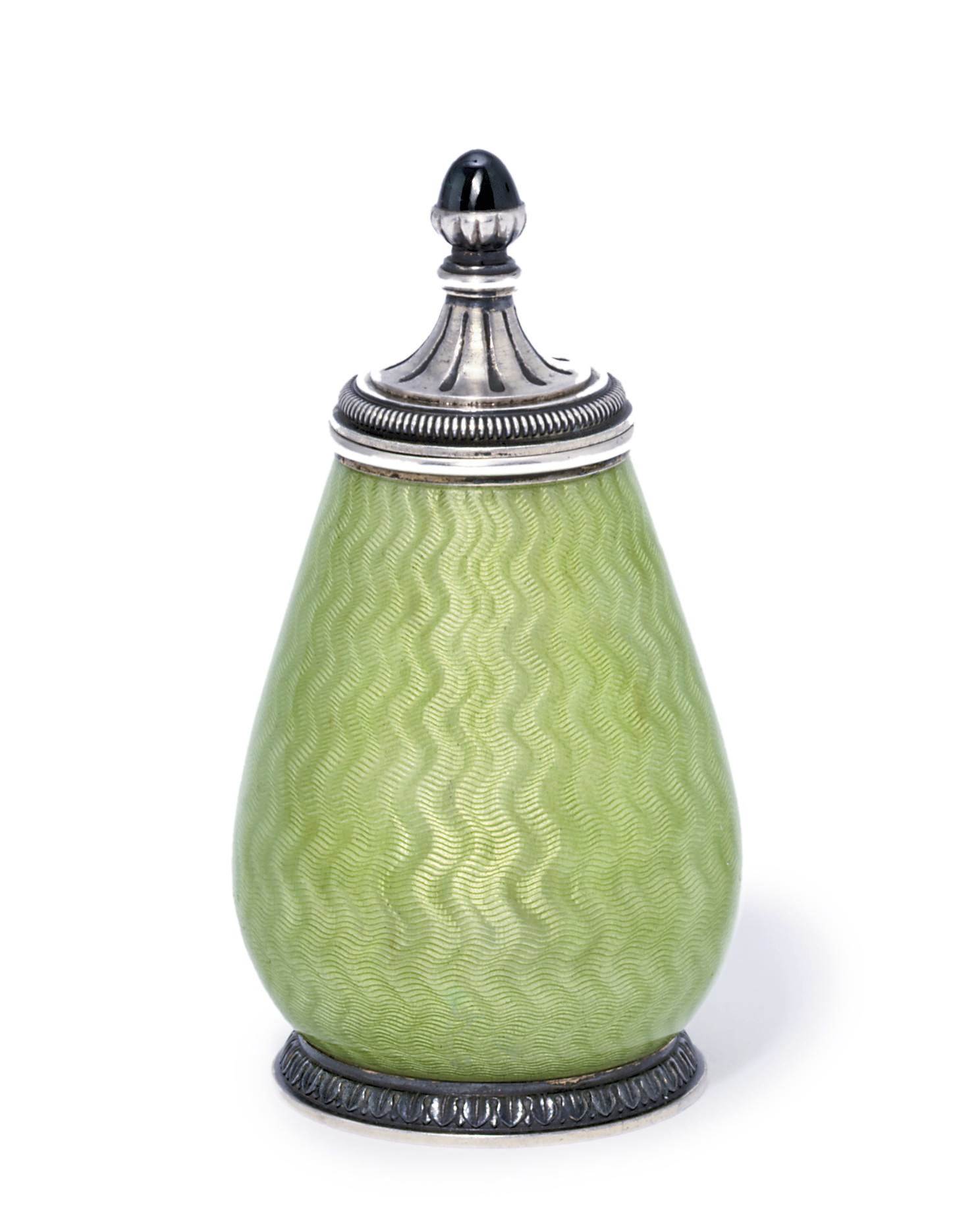 A silver and guilloché enamel gum-pot