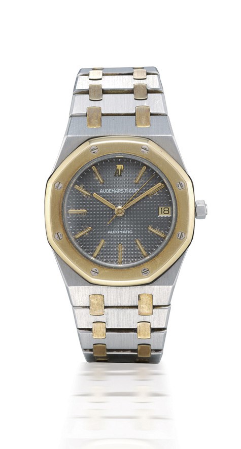 AUDEMARS PIGUET, "ROYAL OAK AUTOMATIC"

STAINLESS STEEL AND GOLD SELF-WINDING BRACELET WATCH WITH SWEEP SECONDS AND DATE DISPLAY