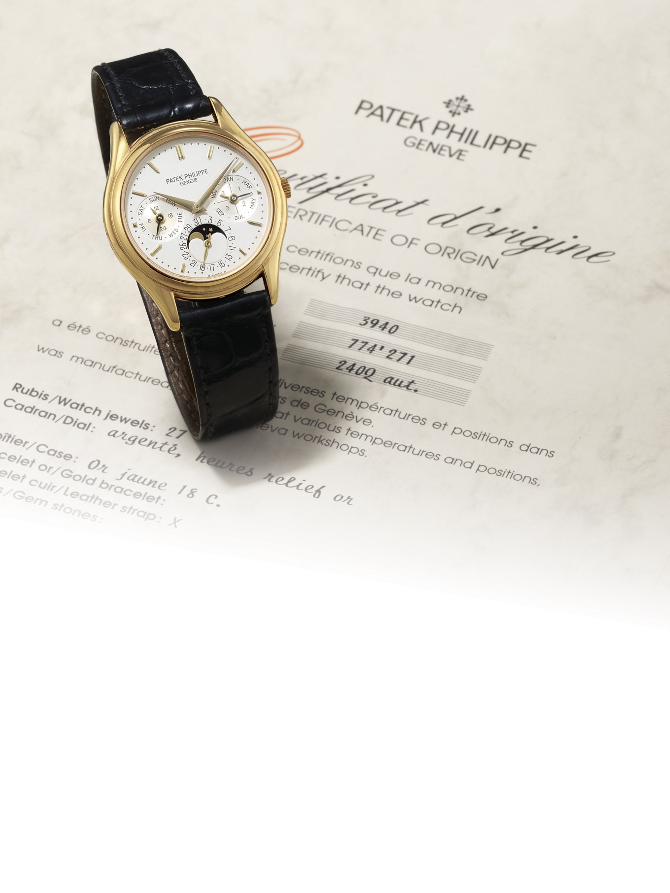 PATEK PHILIPPE, REF. 3940J

18K GOLD SELF-WINDING PERPETUAL CALENDAR WRISTWATCH WITH MOON-PHASE DISPLAY