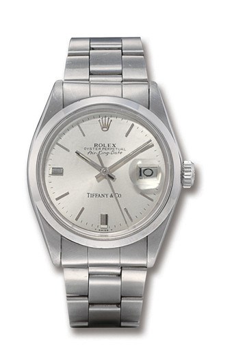ROLEX, "AIR-KING-DATE" REF. 1500

STAINLESS STEEL SELF-WINDING BRACELET WATCH WITH SWEEP SECONDS AND DATE DISPLAY, PRINTED TIFFANY & CO.