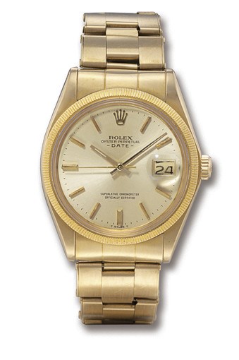 ROLEX, "DATE" REF. 1507

18K GOLD SELF-WINDING BRACELET WATCH WITH SWEEP SECONDS AND DATE DISPLAY