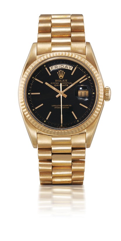 ROLEX, "DAY-DATE" REF. 1803

18K PINK GOLD SELF-WINDING BRACELET WATCH WITH SWEEP SECONDS, DAY AND DATE DISPLAY