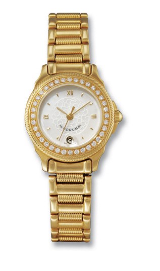 CORUM

LADY'S 18K GOLD AND DIAMOND-SET BRACELET WATCH WITH SWEEP SECONDS, DATE DISPLAY AND MOTHER-OF-PEARL DIAL