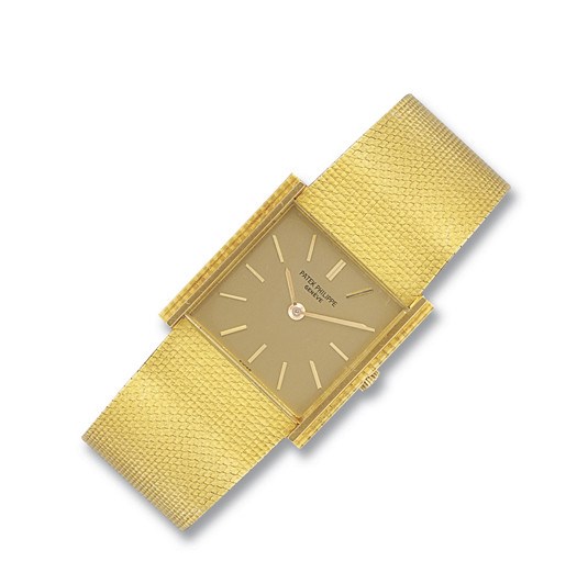 PATEK PHILIPPE, REF. 746

18K GOLD MANUAL-WINDING SQUARED BRACELET WATCH WITH ORIGINAL CERTIFICATE