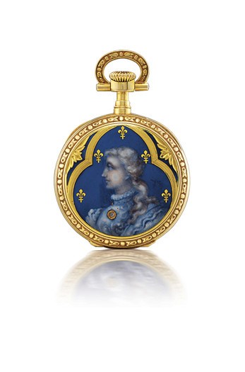 PATEK PHILIPPE

18K GOLD AND ENAMEL OPENFACE KEYLESS LEVER PENDANT WATCH WITH ENAMEL DIAL