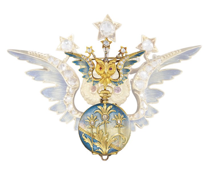 PATEK PHILIPPE

18K GOLD, DIAMOND-SET AND ENAMEL OPENFACE KEYLESS LEVER FOB WATCH