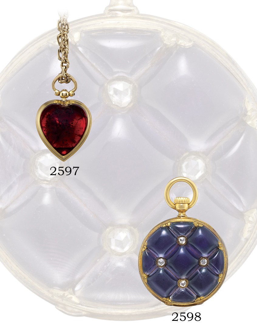 SWISS

GOLD HEART-SHAPED KEY-WINDING MINIATURE PENDANT WATCH WITH ENAMEL DIAL AND CHAIN
