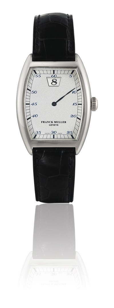 FRANCK MULLER, JUMPING HOUR

950 PLATINUM MANUAL-WINDING TONNEAU-SHAPED JUMPING HOUR WRISTWATCH