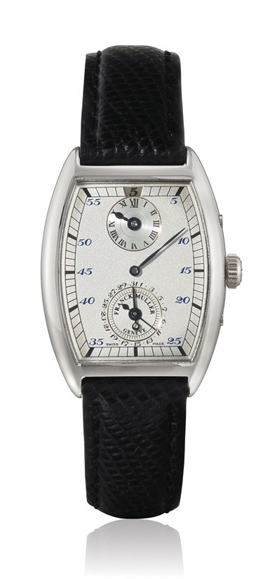 FRANCK MULLER, "SINCERE WATCH - THE SPIRIT OF TIME"

950 PLATINUM MANUAL-WINDING TWO-TIME-ZONE DOUBLE JUMPING HOUR TONNEAU-SHAPED WRISTWATCH WITH DATE DISPLAY, LIMITED EDITION MADE FOR THE SINCERE WATCH COMPANY IN SINGAPORE