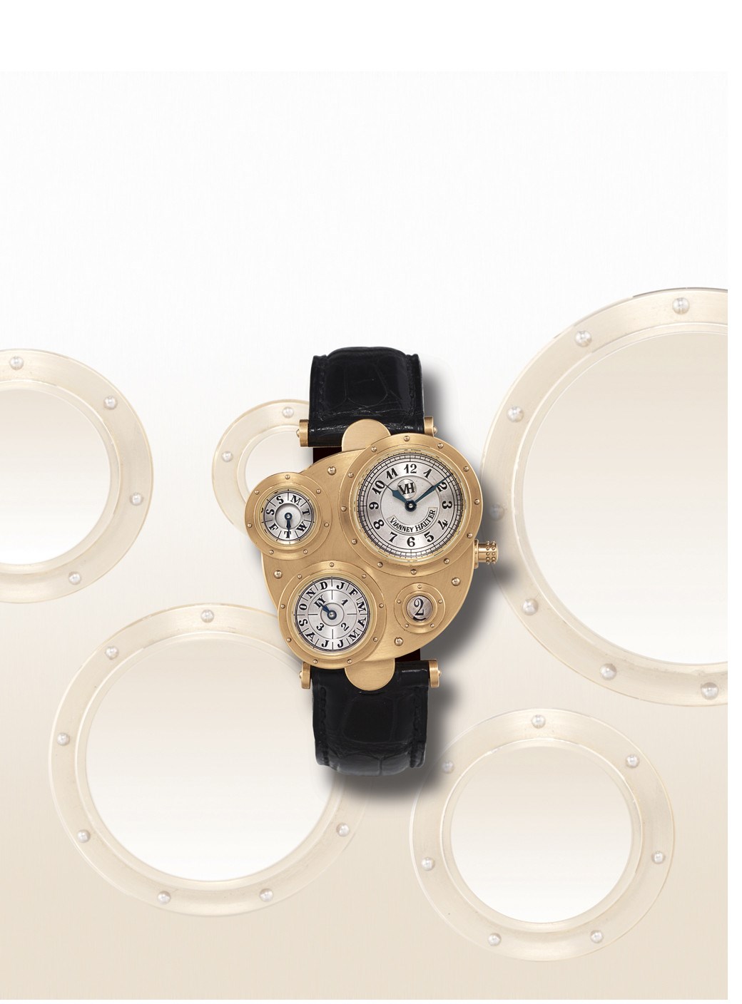 VIANNY HALTER, "FUTUR ANTÈRIEUR ANTIQUA"

UNUSUAL AND RARE, 18K PINK GOLD SELF-WINDING ASYMMETRIC PERPETUAL CALENDAR WRISTWATCH