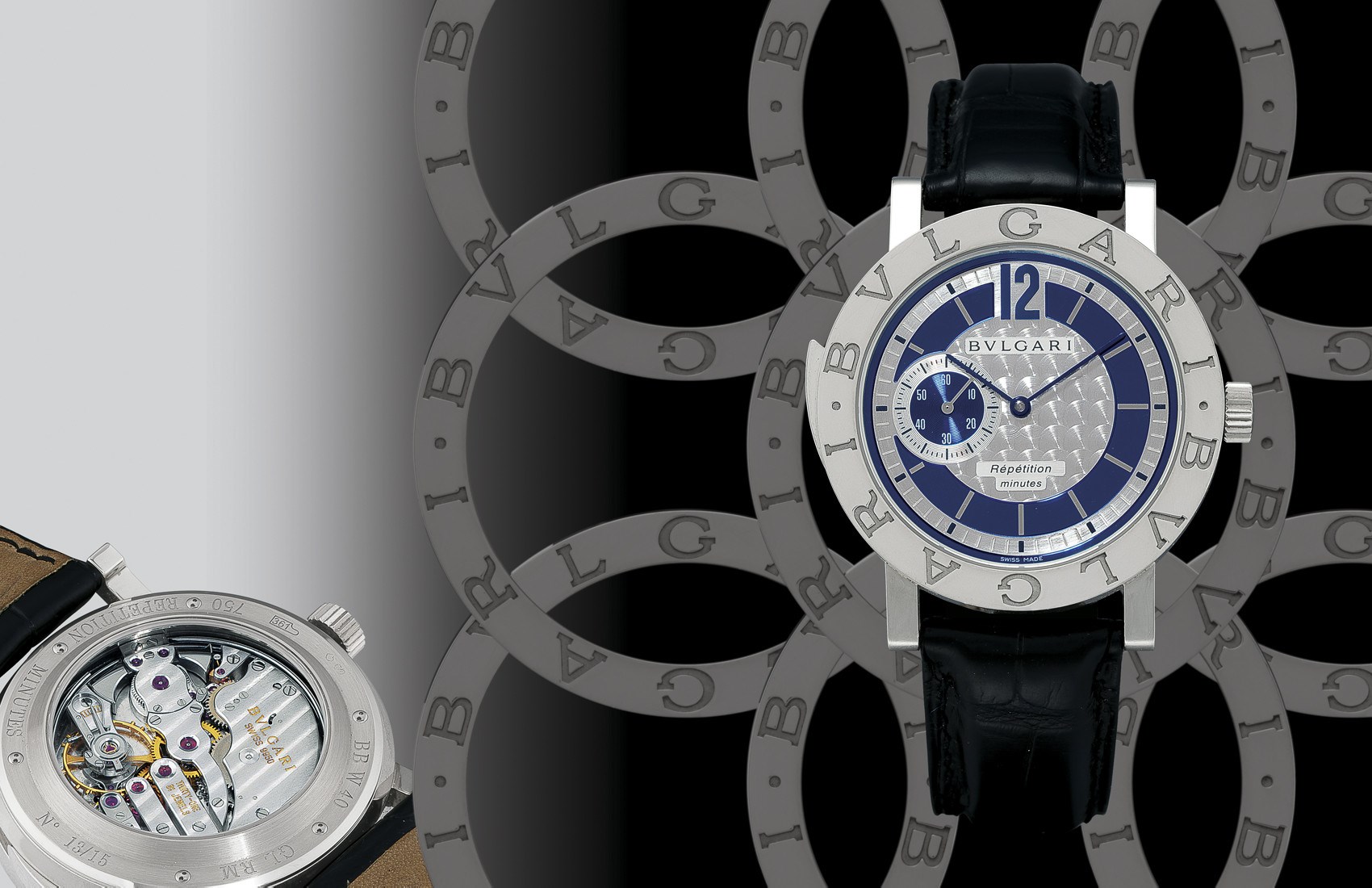 BULGARI, "BULGARI BULGARI GRANDE COMPLICATION - RÉPÉTITION MINUTES"

VERY FINE AND EXTREMELY RARE, 18K WHITE GOLD MANUAL-WINDING MINUTE REPEATING WRISTWATCH, LIMITED EDITION OF 15 PIECES