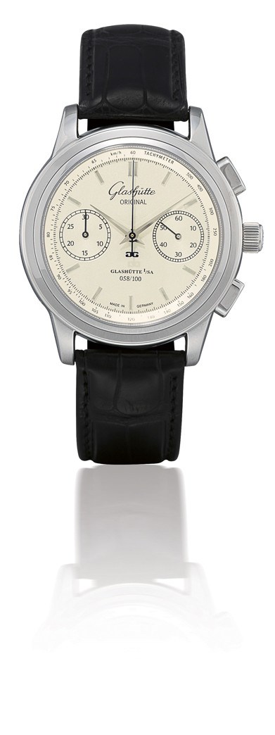 GLASHÜTTE, "SENATOR CHRONOGRAPH"

STAINLESS STEEL MANUAL-WINDING CHRONOGRAPH WRISTWATCH , LIMITED EDITION OF 100 PIECES, MADE IN 2005 TO CELEBRATE THE CENTENARY OF WEMPE CHRONOMETERWERKE