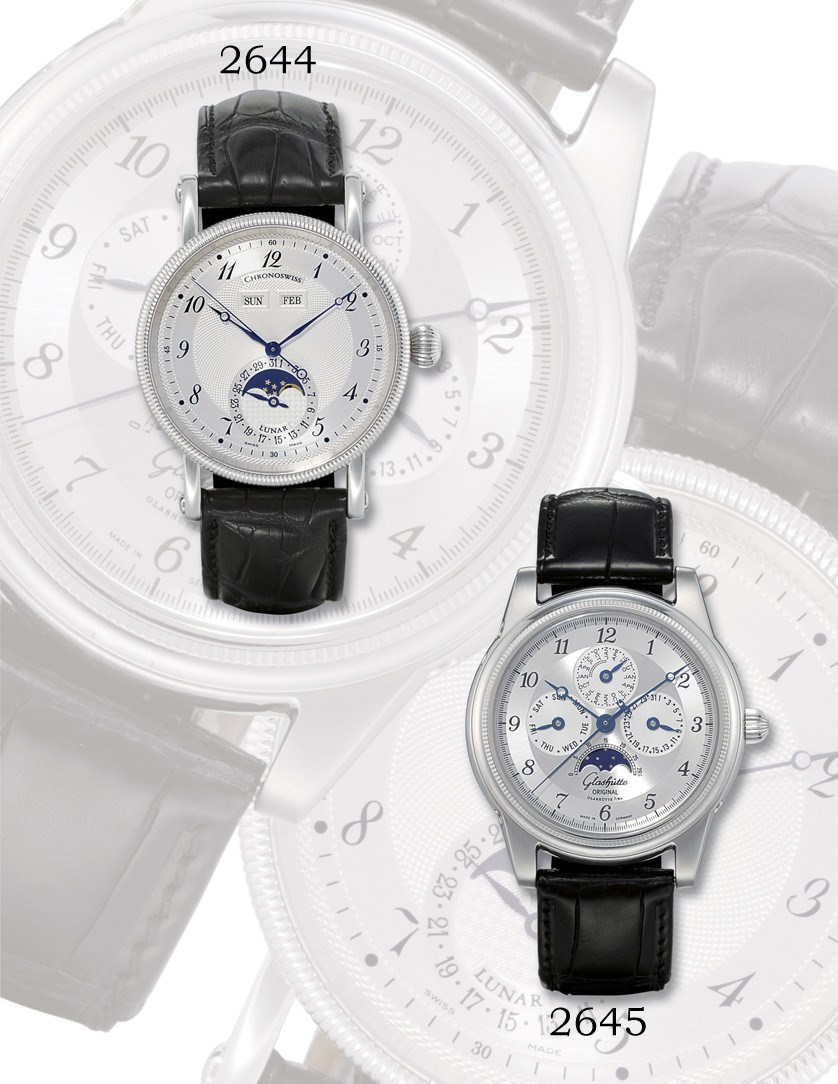 CHRONOSWISS, "LUNAR"

STAINLESS STEEL SELF-WINDING TRIPLE-DATE WRISTWATCH WITH SWEEP SECONDS AND MOON-PHASE DISPLAY
