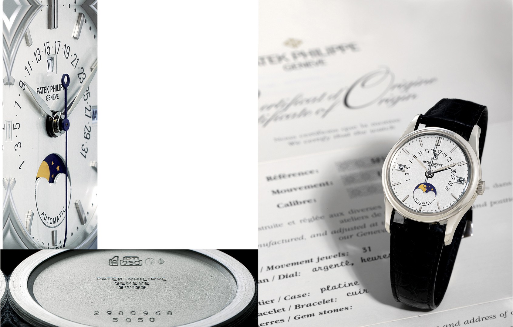 PATEK PHILIPPE, REF. 5050P

950 PLATINUM SELF-WINDING PERPETUAL WRISTWATCH WITH SWEEP SECONDS, MOON-PHASE AND RETROGRADE DATE DISPLAY