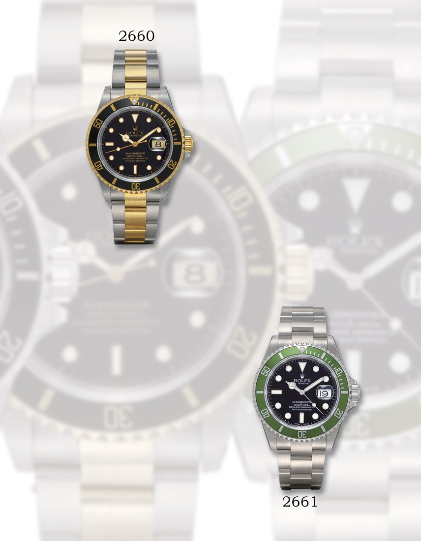 ROLEX, GREEN "SUBMARINER" REF. 16610LV

STAINLESS STEEL SELF-WINDING DIVER'S BRACELET WATCH WITH SWEEP SECONDS AND DATE DISPLAY, MADE TO CELEBRATE THE 50TH ANNIVERSARY OF THE SUBMARINER MODEL
