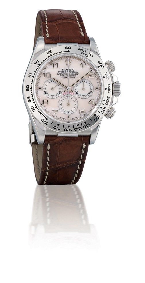 ROLEX, "DAYTONA" REF. 16519

18K WHITE GOLD SELF-WINDING CHRONOGRAPH WRISTWATCH WITH MOTHER-OF-PEARL DIAL