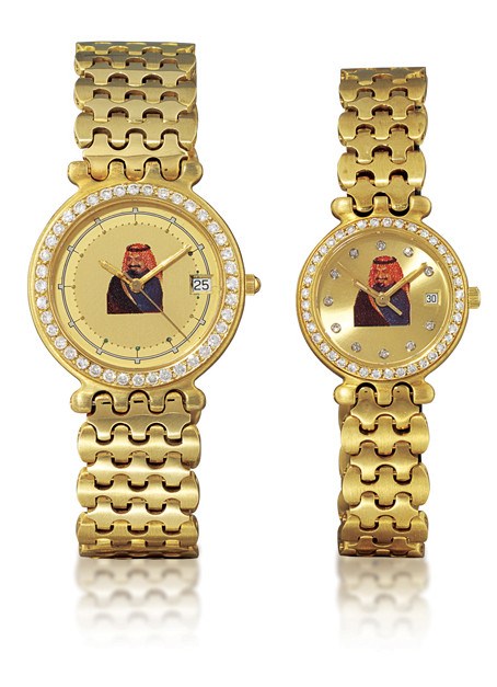 FRED

A PAIR OF 18K GOLD AND DIAMOND-SET WRISTWATCHES WITH SWEEP SECONDS AND DATE DISPLAY