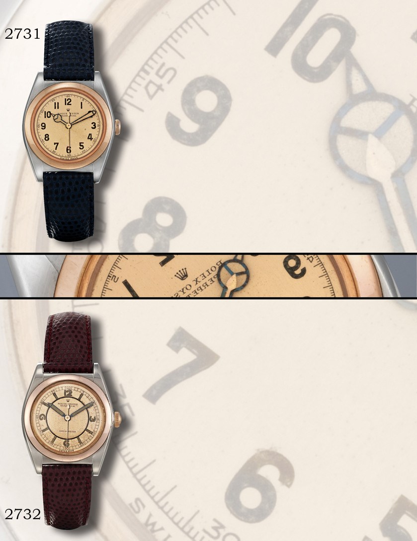 ROLEX, "OYSTER PERPETUAL CHRONOMETRE" BUBBLE BACK REF. 3372

STAINLESS STEEL AND PINK GOLD SELF-WINDING WRISTWATCH WITH SWEEP SECONDS