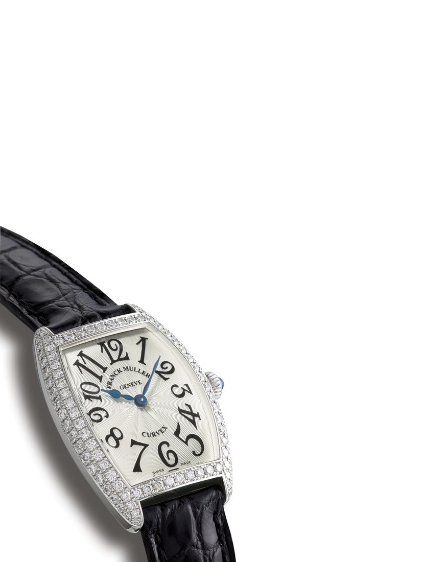 FRANCK MULLER, CURVEX

18K WHITE GOLD AND DIAMOND-SET TONNEAU-SHAPED WRISTWATCH