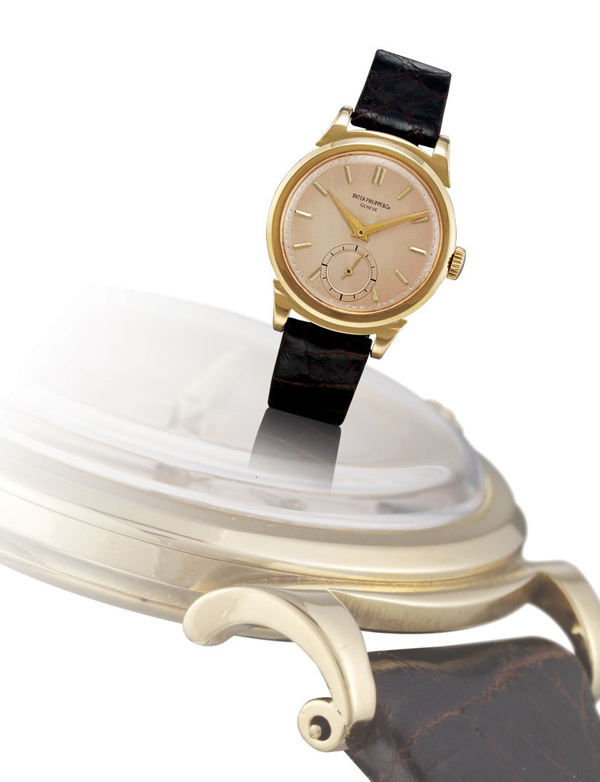 PATEK PHILIPPE, REF. 1491

18K GOLD MANUAL-WINDING WRISTWATCH WITH SMALL SECONDS AND SCROLL LUGS