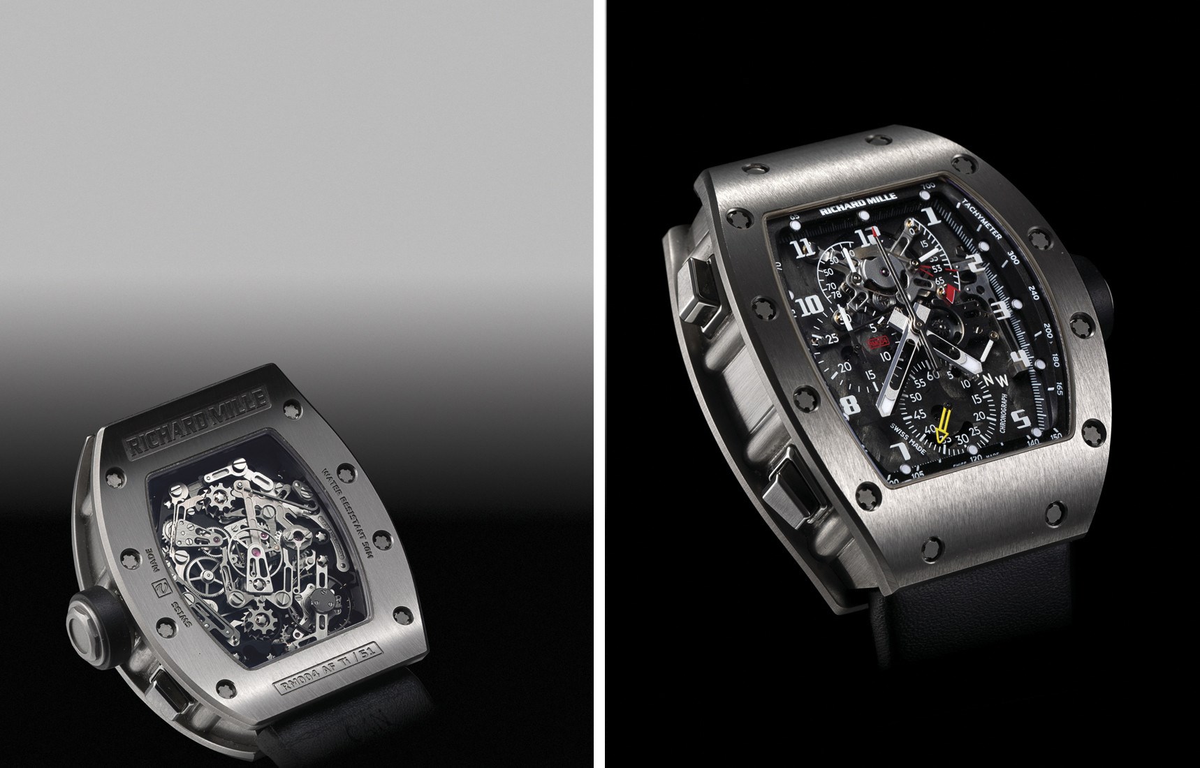 RICHARD MILLE, "RM 004-V2"

TITANIUM MANUAL-WINDING TONNEAU-SHAPED SPLIT-SECONDS COLUMN-WHEEL CHRONOGRAPH WRISTWATCH WITH CARBON FIBRE MOVEMENT, FUNCTION SELECTION, POWER-RESERVE AND TORQUE INDICATION