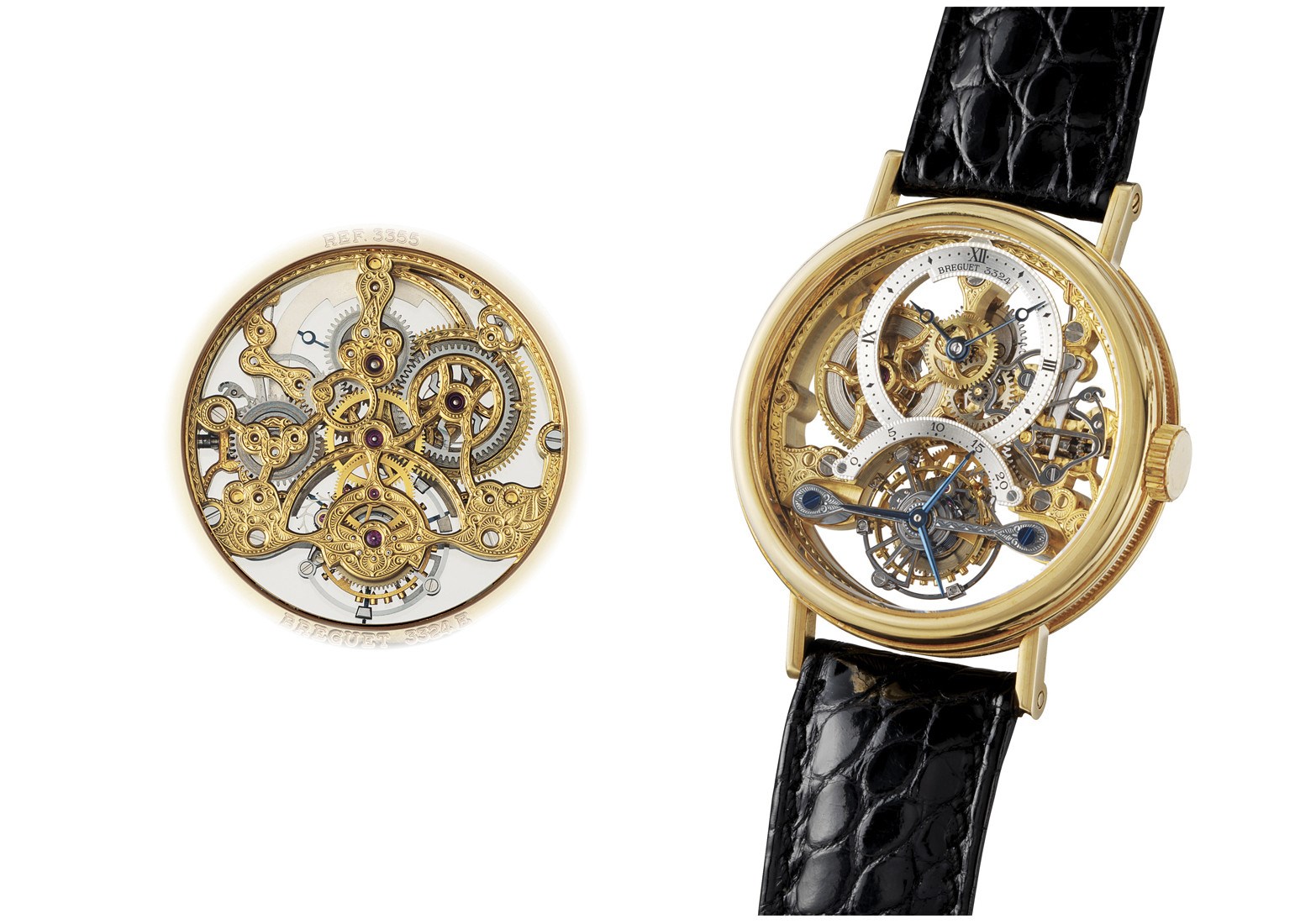 BREGUET, "CLASSIQUE GRANDE COMPLICATION" TOURBILLON SQUELETTE

18K GOLD MANUAL-WINDING SKELETONISED TOURBILLON WRISTWATCH