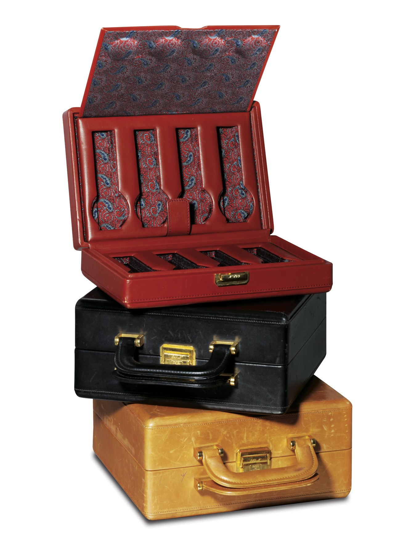 SCATOLA DEL TEMPO

THREE VARIOUS LEATHER TRAVELLING WATCH CASES