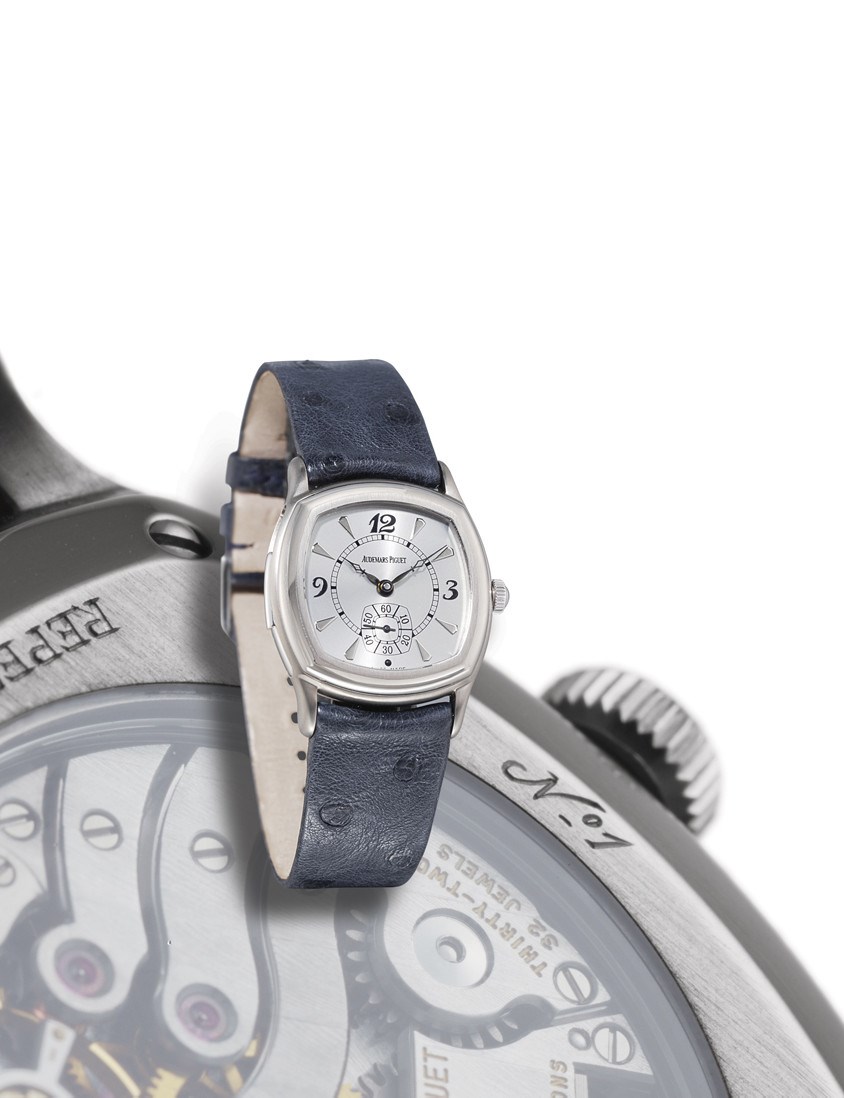 AUDEMARS PIGUET, "REPETITION MINUTES"

STAINLESS STEEL TONNEAU-SHAPED MANUAL-WINDING MINUTE REPEATING WRISTWATCH WITH SMALL SECONDS, PRODUCED IN LIMITED NUMBERS