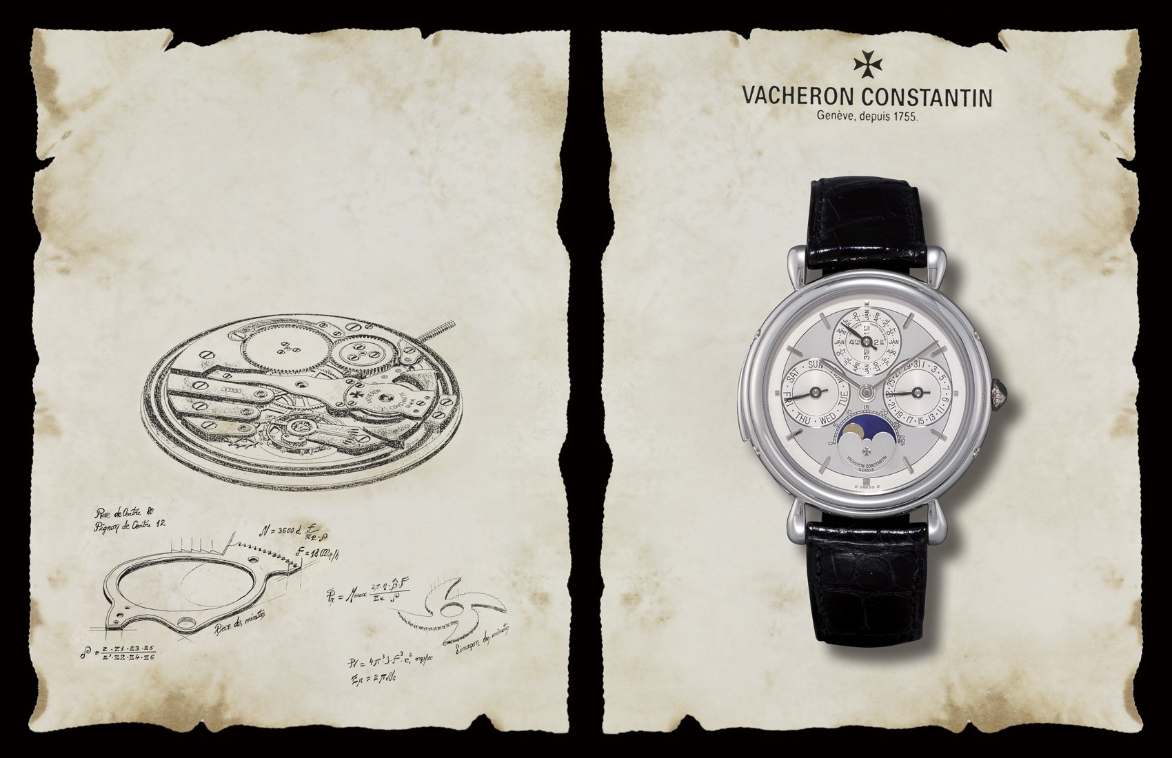 VACHERON CONSTANTIN, "RÉPÉTITION MINUTES - QUANTIÈME PERPÉTUEL" 
950 PLATINUM MANAUL-WINDING PERPETUAL CALENDAR MINUTE REPEATING WRISTWATCH WITH AGE AND PHASES OF THE MOON