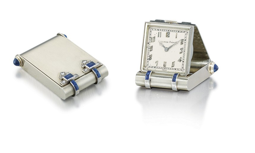 VACHERON CONSTANTIN & VERGER FRERES

PLATINUM, DIAMOND AND SAPPHIRE-SET ART DECO PURSE WATCH