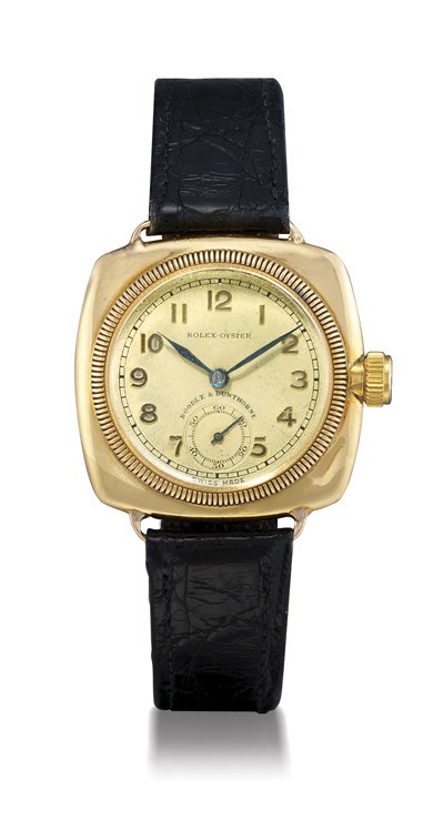 ROLEX, OYSTER "PRIMA"

18K GOLD MANUAL-WINDING CUSHION-SHAPED WRISTWATCH WITH SMALL SECONDS