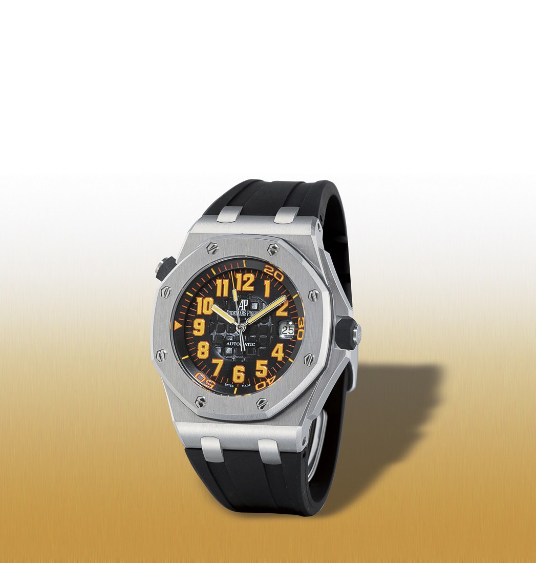 AUDEMARS PIGUET, "ROYAL OAK OFFSHORE - BOUTIQUE SPECIAL EDITION" ORANGE SCUBA

STAINLESS STEEL SELF-WINDING DIVER'S WRISTWATCH WITH DATE DISPLAY, SPECIAL EDITION OF 300 PIECES