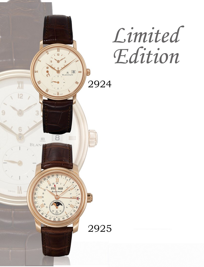 BLANCPAIN, "VILLERET"

18K GOLD SELF-WINDING TWO-TIME-ZONE WRISTWATCH WITH DATE AND DAY AND NIGHT INDICATION