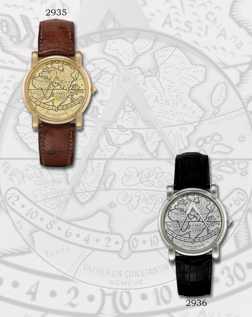 VACHERON CONSTANTIN, "MERCATOR"

FINE AND UNUSUAL, 18K GOLD SELF-WINDING WRISTWATCH WITH RETROGRADE HANDS, MADE TO COMMEMORATE THE 400TH ANNIVERSARY OF THE DEATH OF GERARDUS MERCATOR, A FAMOUS CARTOGRAPHER AND HUMANIST