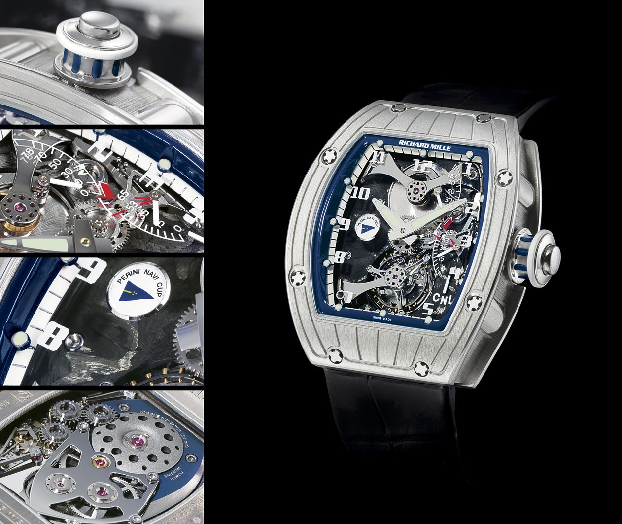 RICHARD MILLE, "PERINI NAVI CUP" RM 014

18K WHITE GOLD MANUAL-WINDING TONNEAU-SHAPED TOURBILLON WRISTWATCH WITH CARBON FIBRE MOVEMENT, FUNCTION SELECTION, POWER-RESERVE AND TORQUE INDICATION