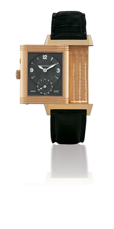 JAEGER-LECOULTRE, "REVERSO DUO"

18K GOLD MANUAL-WINDING RECTANGULAR DOUBLE-DIALED TWO-TIME-ZONE WRISTWATCH WITH MOON-PHASE DISPLAY