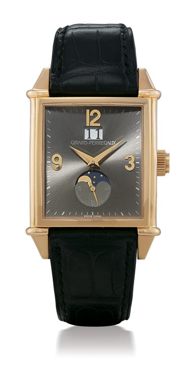 GIRARD-PERREGAUX, BIG DATE MOON-PHASE

18K PINK GOLD SELF-WINDING RECTANGULAR WRISTWATCH WITH SMALL SECONDS, DATE AND MOON-PHASE DISPLAY