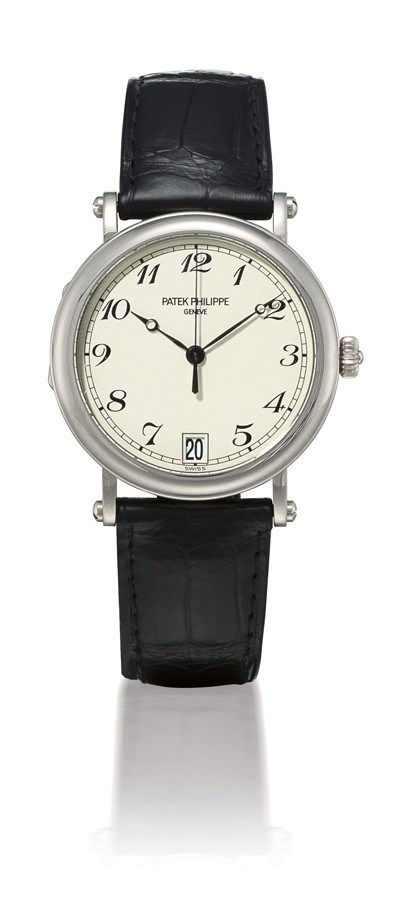 PATEK PHILIPPE, OFFICER REF. 5053G

18K WHITE GOLD SELF-WINDING WRISTWATCH WITH SWEEP SECONDS AND DATE DISPLAY