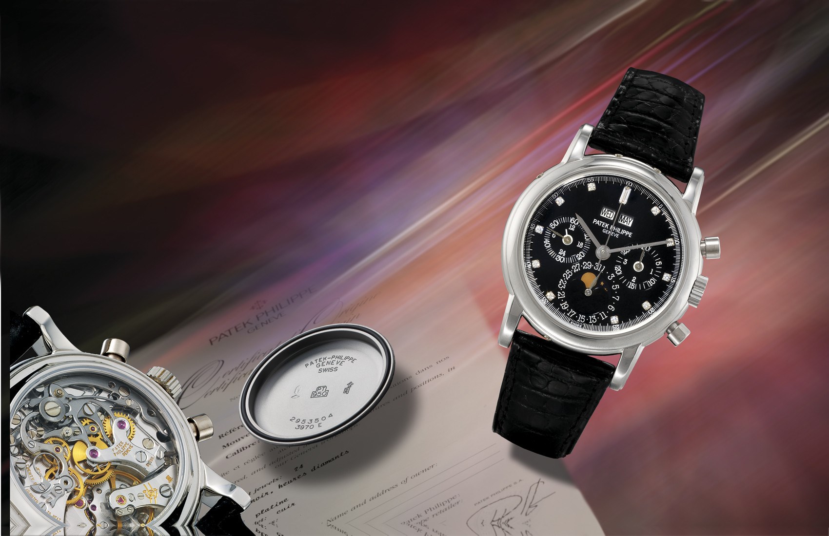 PATEK PHILIPPE, REF. 3970EP

950 PLAINUM MANUAL-WINDING PERPETUAL CALENDAR CHRONOGRAPH WRISTWATCH WITH MOON-PHASE DISPLAY AND 24-HOUR INDICATION