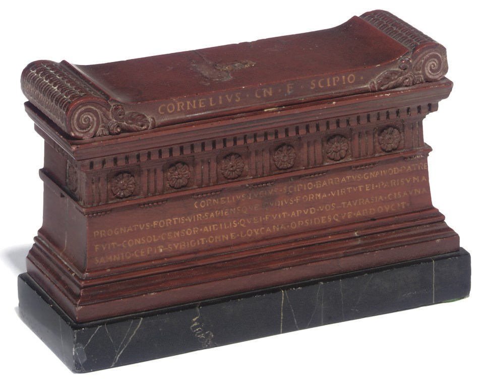 AN ITALIAN MARMO ROSSO ANTICO MODEL OF SCIPIO'S TOMB