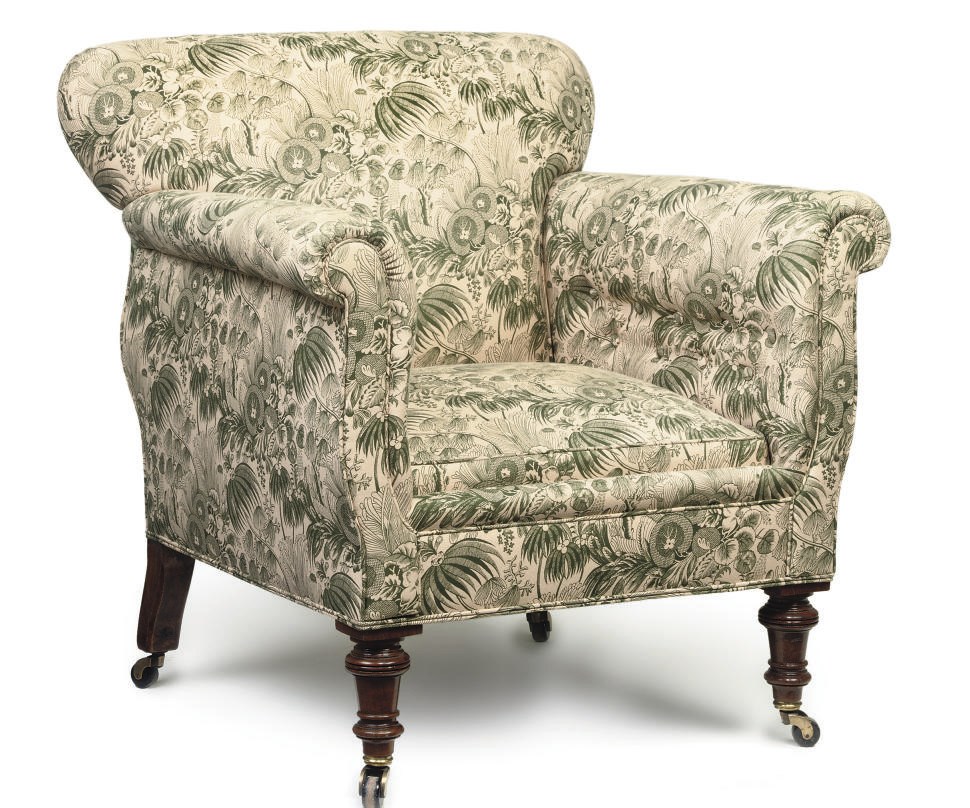 A VICTORIAN WALNUT EASY ARMCHAIR