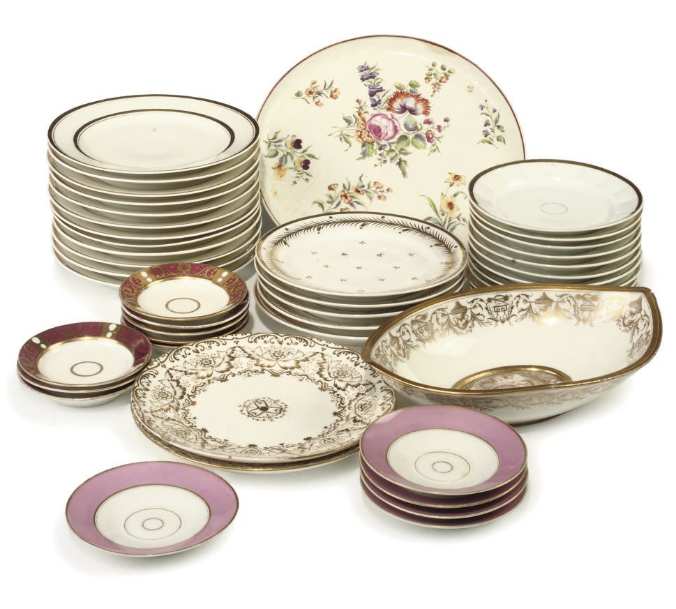 A GROUP OF MOSTLY PARIS PORCELAIN DINNER AND TEA WARES