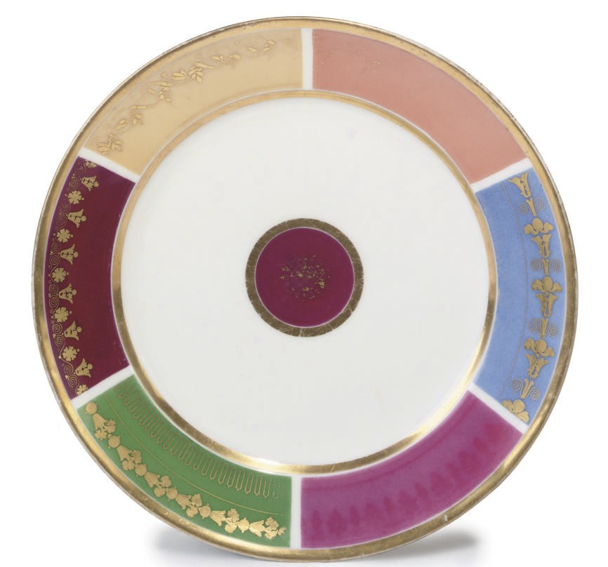 A PARIS PORCELAIN CIRCULAR 'INVENTAIRE' DINNER PLATE