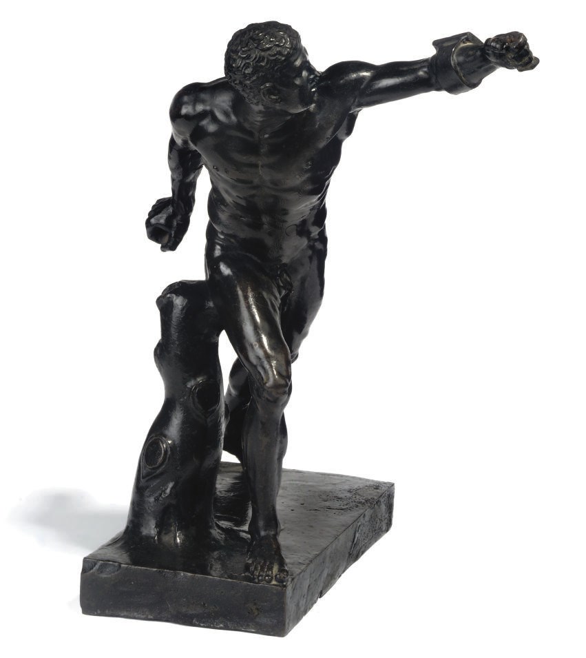 A NORTH EUROPEAN BRONZE FIGURE OF THE BORGHESE WARRIOR