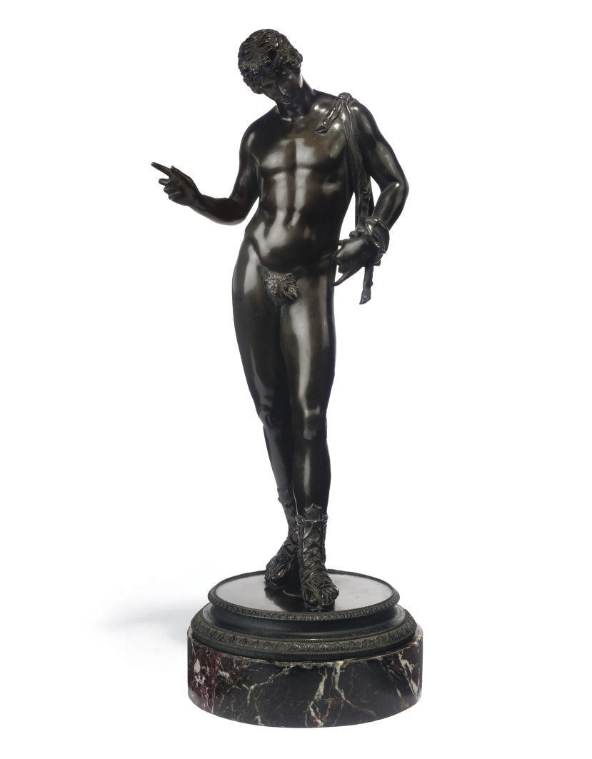 AN ITALIAN BRONZE FIGURE OF NARCISSUS