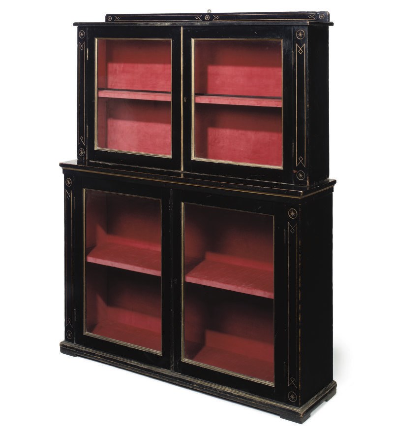A VICTORIAN 'AESTHETIC MOVEMENT' EBONISED DISPLAY CABINET